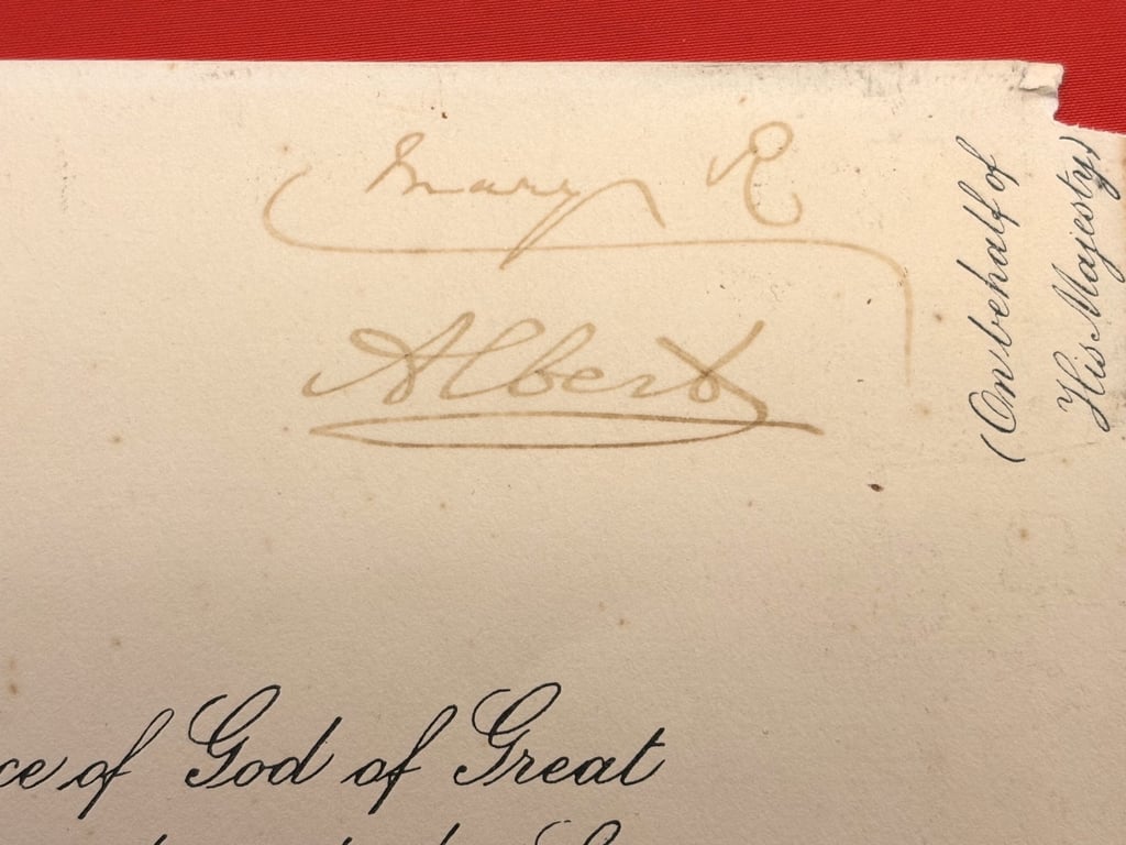 RARE ORIGINAL OBE CITATION HAND SIGNED BY HRH PRINCE EDWARD &PRINCE ALBERT.