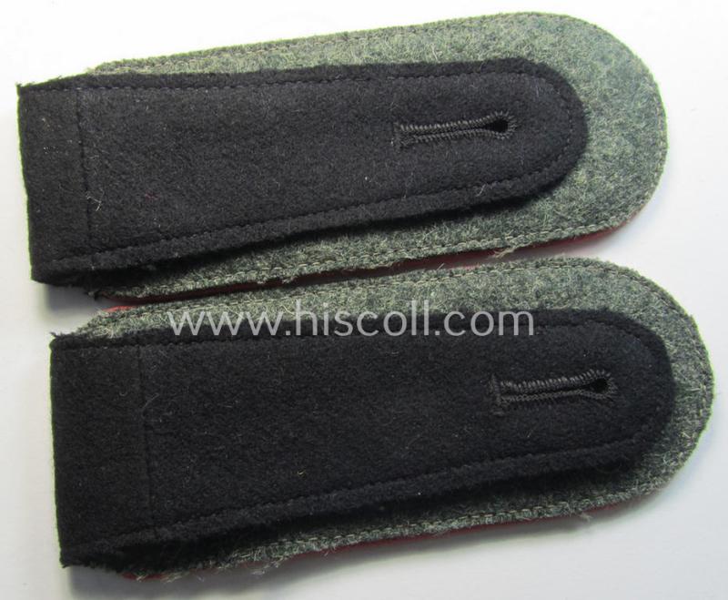 Superb - and fully matching! - pair of Waffen-SS (ie. 'SS-Panzer') EM-type shoulderstraps (as was amongst others used on the black-coloured 'wrap-around'-tunics) as was intended for usage by a: 'Soldat der SS-Panzer-Truppen'