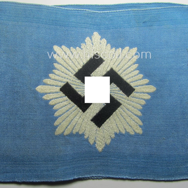 Light-blue-coloured and neatly 'BeVo'-woven, so-called: RLB (or: 'Reichsluftschutzbund') 'Amtsträger'-armband depicting the typical 'RLB'-logo (without lettering)