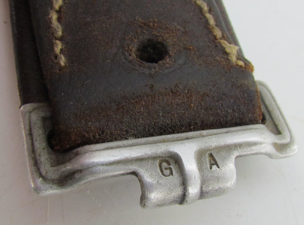 Early Wehrmacht leather equipment belt with aluminum hook (GA)