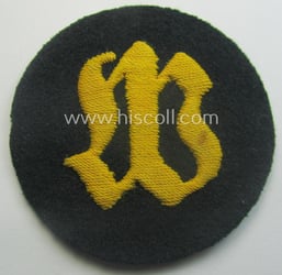 WH (Heeres) hand-embroidered trade- and/or special-career arm-insignia: 'Wallmeister'...