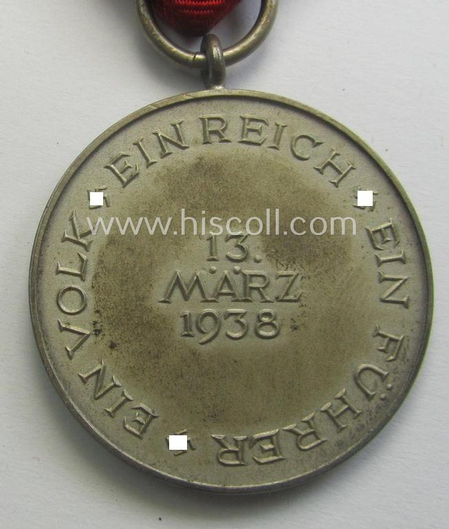 WH Austrian-occupation- (ie. 'Anschluss'-) medal: '13. März 1938' being a very attractive (and hardly tarnished) example that comes stored in its bright-red-coloured- and/or typical non-maker-marked etui as issued