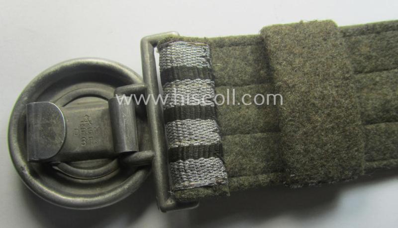RAD (ie. 'Reichsarbeitsdienst') 'standard-pattern', officers'-dress-model aluminium-based belt-buckle and accompanying 'brocade'-based belt (ie. 'Paradefeldbinde für Offiziere des Reichsarbeitsdienstes')