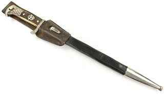 German Police Stag Handled Dress Bayonet with Frog