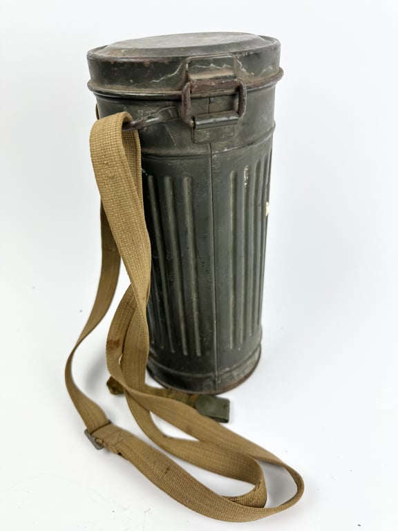 WW2 German Gas Mask & Canister With Cleaning Cloth , Spring & Spare Lenses