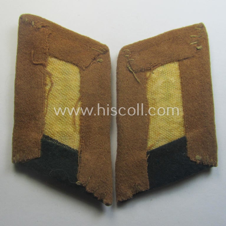 Superb - and fully matching and/or scarcely encountered! - pair of WH (Heeres) hand-embroidered, high-ranked officers'-type collar-patches as was intended for - and with certainty worn by! - a: 'Wehrmachtsbeamte des höheren Dienstes'