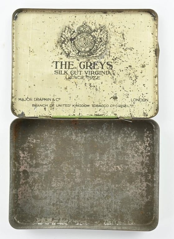 British WW2 Period 'The Greys' Virginia Cigarettes Tin box