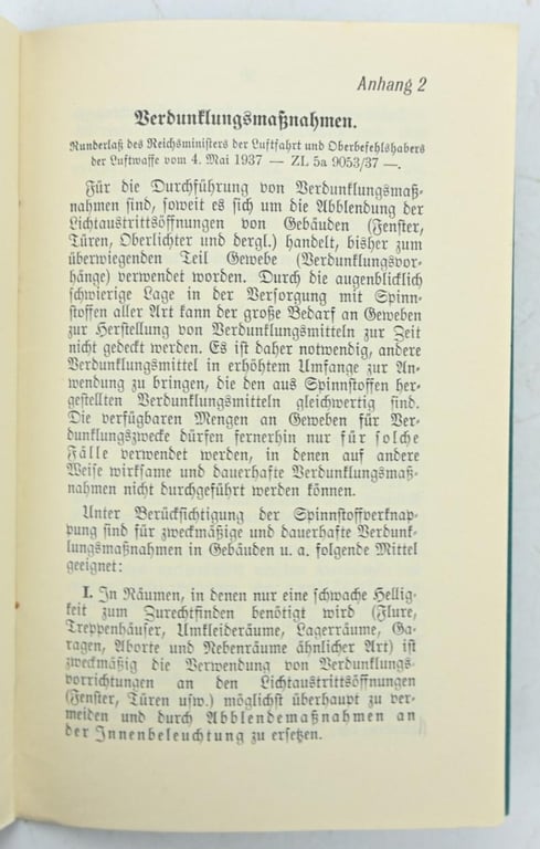 German Luftschutzdienst Booklet 1937