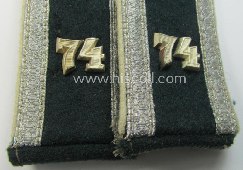 Neat - and fully matching! - pair of WH (Heeres), early-war-period- (ie. 'M36 o. M40'-pattern, 'rounded styled') 'cyphered' NCO-type shoulderstraps as was intended for - and worn by! - an: 'Unteroffizier des Infanterie-Regiments 74'