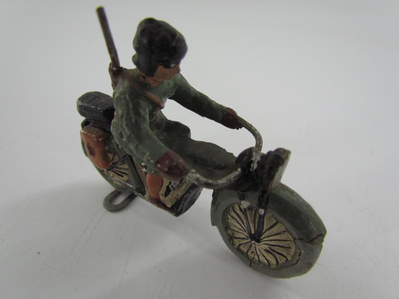 German Soldier On a Motor Bike ( Lineol )