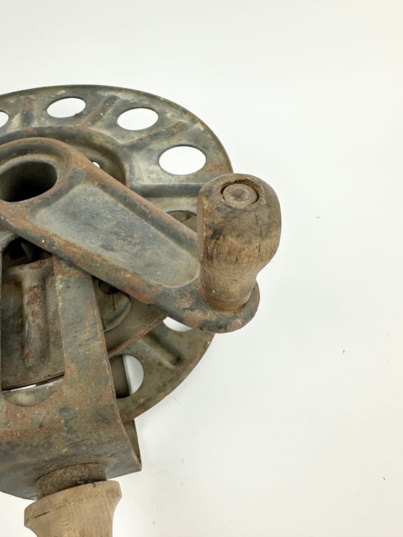Original German WWII Big Hand Held Cable Reel With Wire Dated2 1942 "DZ"
