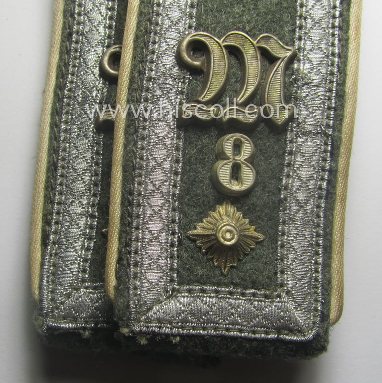 Superb, pair of neatly 'cyphered', so-called: 'M41- (ie. M43-) pattern', WH (Heeres) NCO-type shoulderstraps as was specifically intended for a: 'Feldwebel des Maschinengewehr-Abtgs. 8'