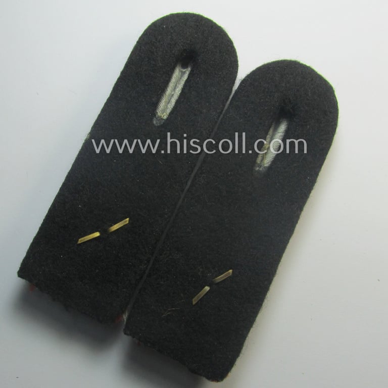 Superb - and fully matching! - pair of Waffen-SS officers'-pattern shoulderboards as piped in the bright-red-coloured branchcolour as was intended for usage by an: 'SS-Obersturmführer' who served within the: 'Waffen-SS (Sturm)Artillerie-Trpn.'