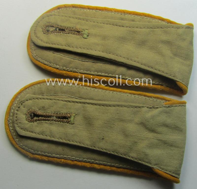 Pair of - truly used- and/or worn! - WH (Luftwaffe) 'tropical-styled' NCO-type shoulderstraps (as was specifically for usage on the tropical-shirts ie. tunics) as was intended for usage by an: 'Feldwebel der Flieger- o. Fallschirm-Trpn.'