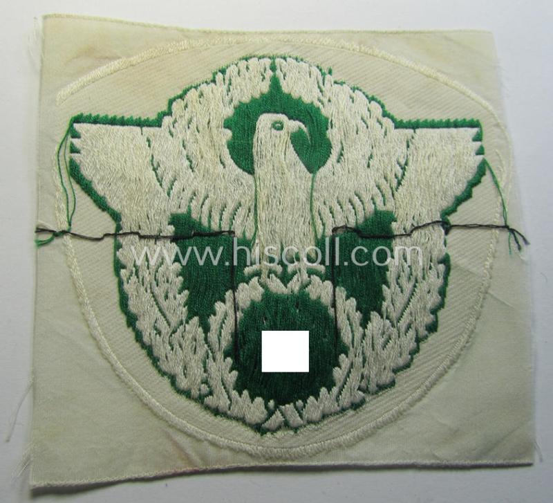Attractive - and fairly scarcely encountered! - (smaller-sized) police (ie. 'Polizei') 'off-white'-coloured- and/or linnen-based sports'-shirt-eagle as executed in the 'BeVo'-weave pattern