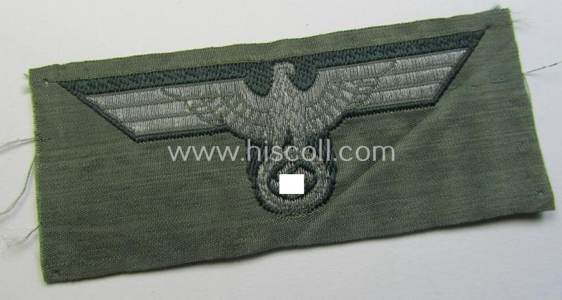 Superb, WH (Heeres) officers'-type cap-eagle and dito cocarde (both executed in so-called: 'flat-wire'- ie. 'BeVo'-weave pattern) as was specifically intended for usage on the: WH 'Knautschmützen' ie. 'Alter-art'-visor-caps (ie. 'Schirmmütz...