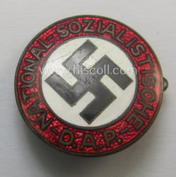Neat - bright-red-coloured and nicely preserved! - 'N.S.D.A.P.'-membership-pin-...