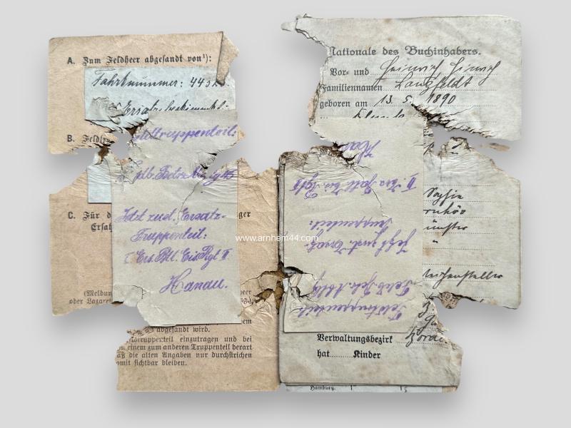 German WWI Battle-Damage Soldbuch