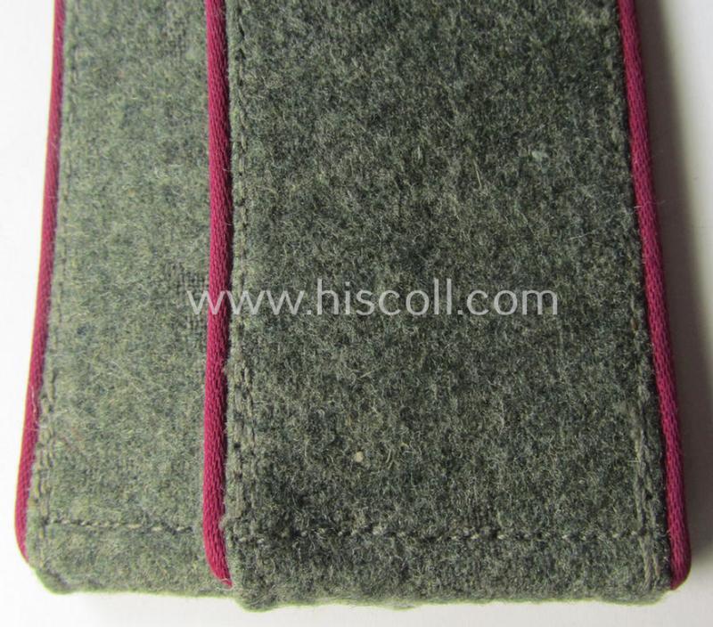 Pair of early- (ie. mid-) war-period so-called: 'M40 o. M43'-pattern, WH (Heeres) EM-type shoulderstraps as piped in the 'bordeaux'-coloured branchcolour as intended for a: 'Soldat eines (Nebel)Werfer-Rgts. o. Abtlgs.'