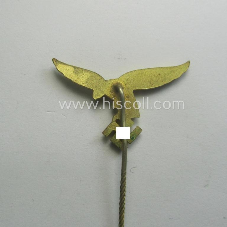 Bright-golden-toned lapel-pin (ie. 'Zivilabzeichen') to be worn on the civil attire as was intended for usage by the various staff-members of the 'Luftwaffe' (depicting an early-pattern- ie. 'down-tailed'-eagle)