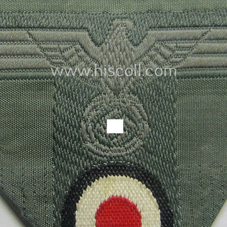WH (Heeres) 'T-shaped' M42-model cap-eagle/cocarde (ie. 'Mützentrapez') as executed in 'BeVo'-weave pattern (being an attractive example that comes in a never used- nor cap-attached, condition)