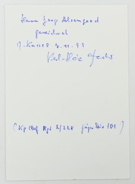 Signature of Wehrmacht Heer KC Recipient 'Karl-Heinz Becker'