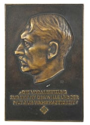 German Third Reich Era Adolf Hitler Plaque /...