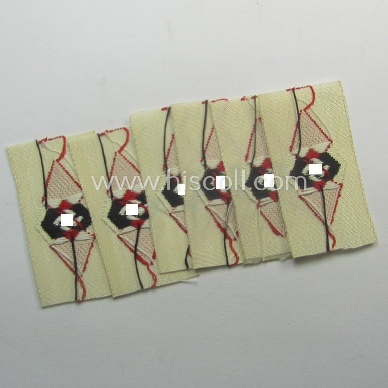 HJ (ie. 'Hitlerjugend') cap-badge (ie.: 'Raute') as executed in 'BeVo'-weave-pattern