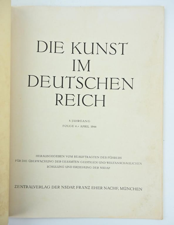 German Third Reich Magazine 'die Kunst im Dritten Reich' 1944