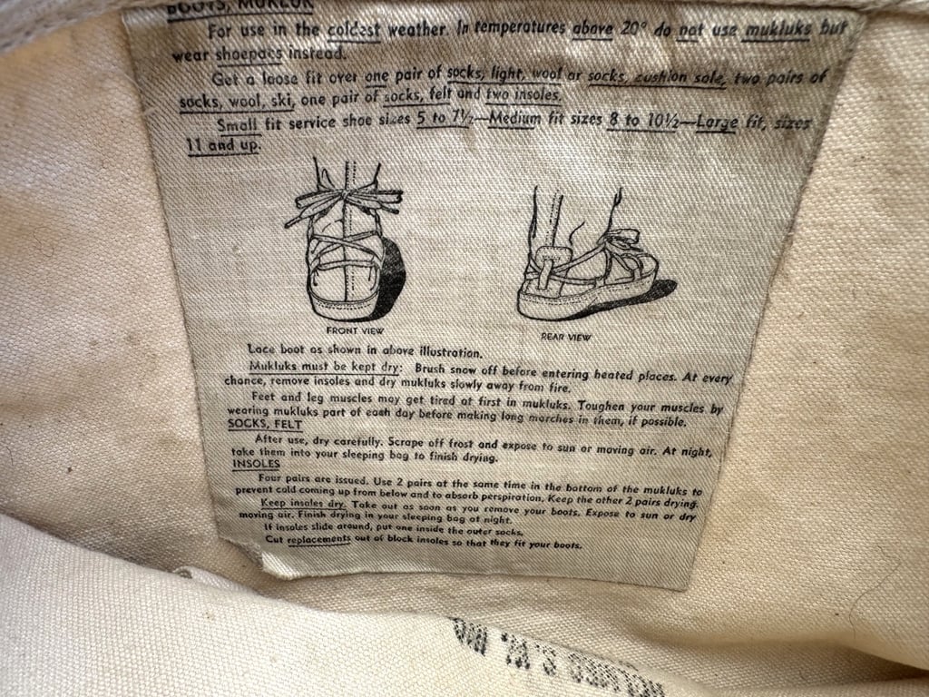 U.S. WWII Army Arctic Mukluks with Carry Bag