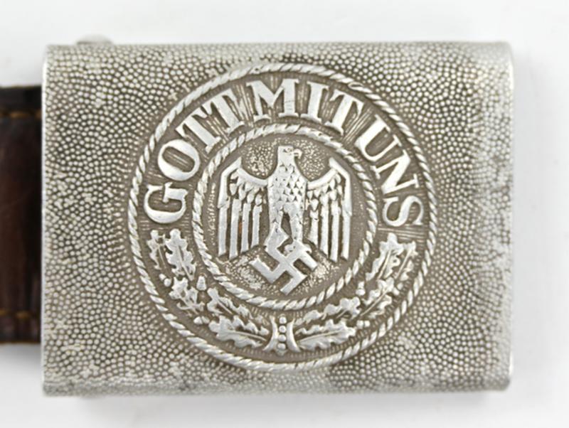 German WH beltbuckle with Leather Tab