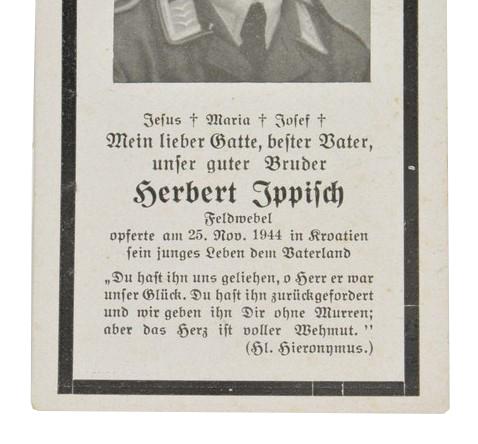 German LW Deathcard 'Herbert Ippisch'