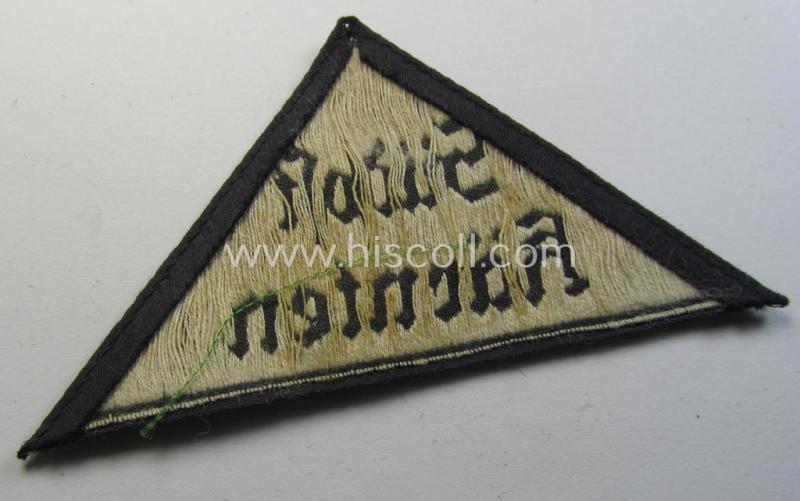 Attractive, 'HJ' ('Hitlerjugend') ie. 'BDM' ('Bund Deutscher Mädel') district-triangle (ie. 'Gebietsdreieck') entitled: 'Südost Kärnten' (being a clearly used example that is void of an 'RzM'-etiket)