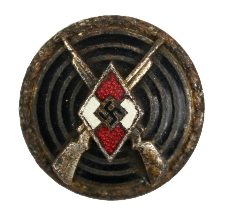 German Hitler Youth Shooting Badge with Portrait Picture and Shooting Booklet.