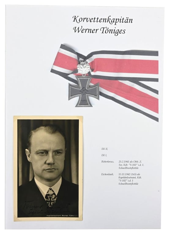 Signature of Kriegsmarine KC-OLC Recipient 'Werner Toeniges'