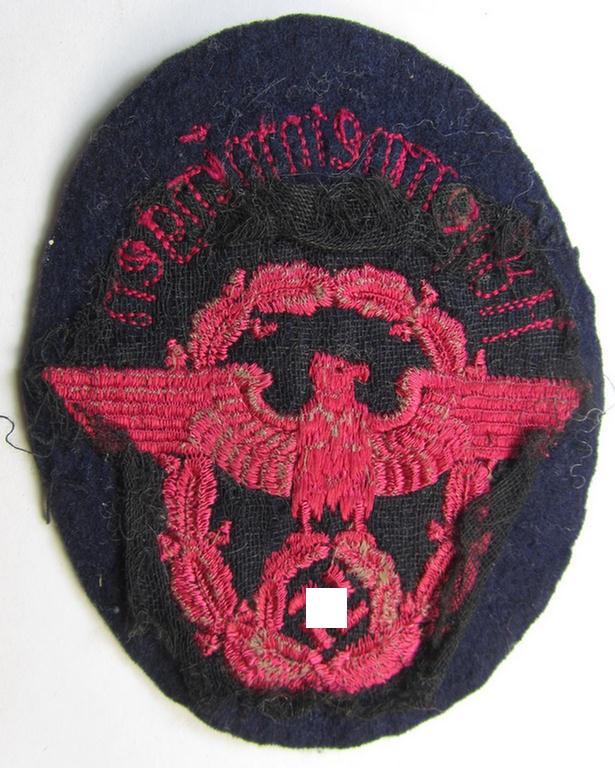 Police- (ie. 'Polizei'-) related arm-eagle (ie. 'Ärmeladler') as was intended for usage by the various staff-members of the: 'Feuerlöschpolizei Hohenmemmingen' (or: specific police-related fire-brigades)