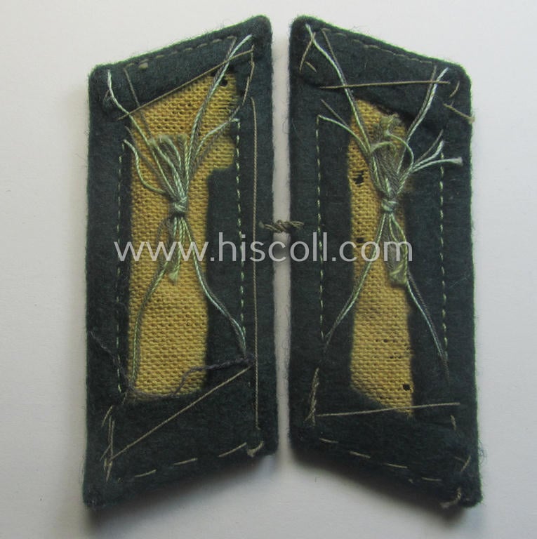 Fully matching pair of pre- (ie. early-war-) period WH (Heeres) 'M36' (ie. 'M40'-) type collar-patches (ie. 'Einheitskragenspiegel') as piped in the darker-blue-coloured branchcolour as intended for usage by a: 'Soldat der Sanitäts-Trpn.'