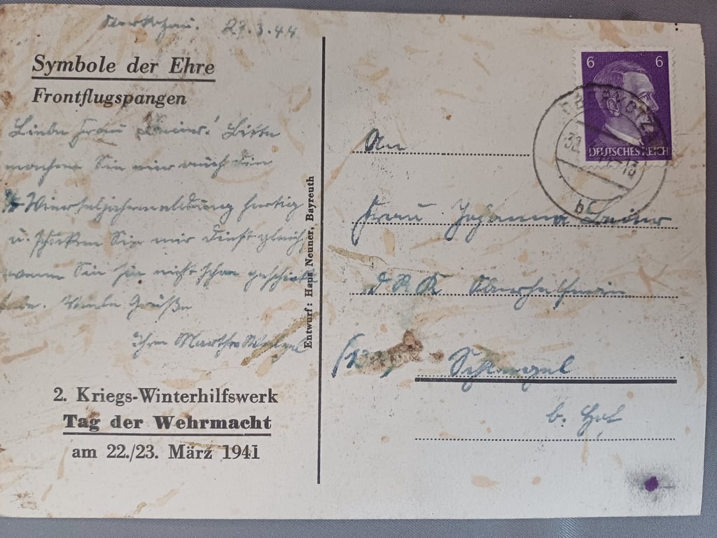 Frontflugspange luftwaffe postcard