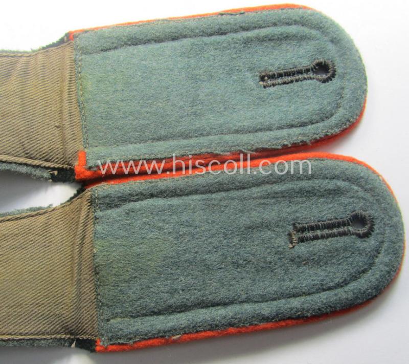 Pair of early-war-period WH (Heeres) 'cyphered' (rounded-styled), NCO-type ('M40'-pattern-) shoulderstraps as was intended for usage by an: 'Unteroffizier des Wehr-Ersatzdienstelle im Wehrkreises XVIII'