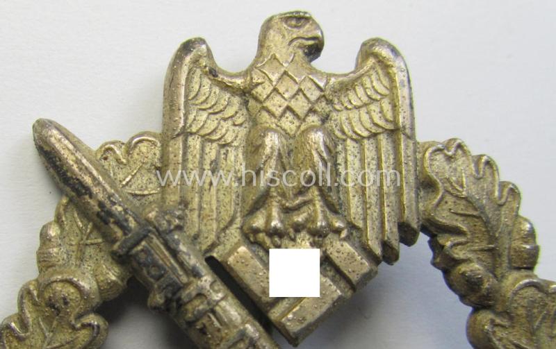 Attractive - and scarcely encountered! - WH (Heeres- ie. Waffen-SS) 'Infanterie-Sturmabzeichen in Silber' (or: silver-class IAB) being a neatly maker- (ie.'JFS'-) marked example that comes in a truly issued- ie. moderately worn, condition