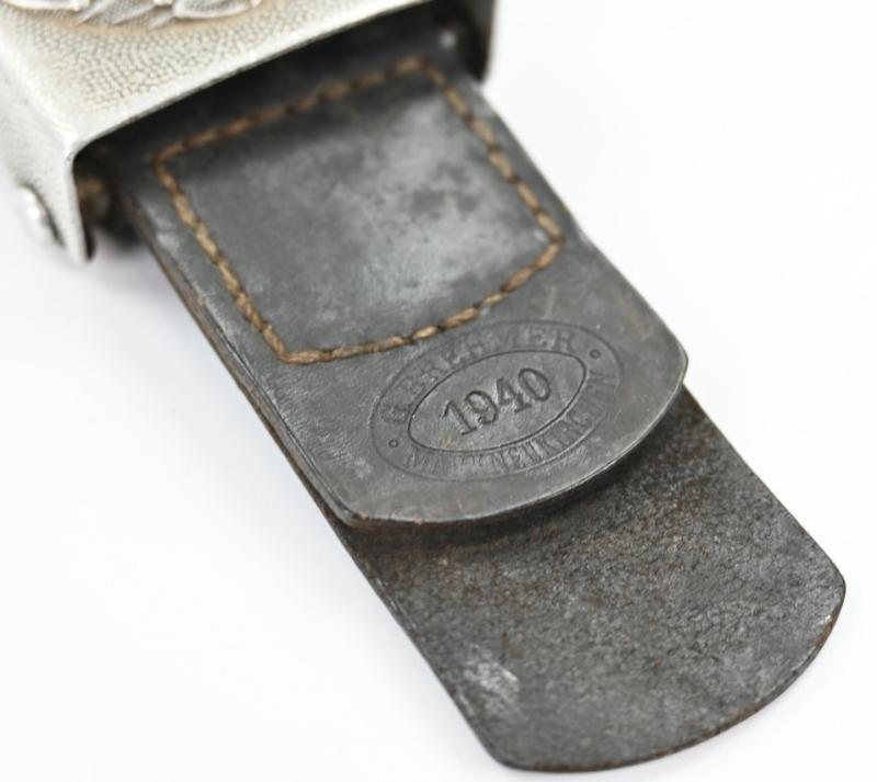 German LW Beltbuckle with Leather Tab 'GB' 1940