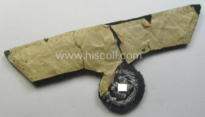 WH (Heeres) officers'-type, hand-embroidered breast-eagle (ie. 'Brustadler für Offiziere') as was executed in bright-silverish-coloured braid as was intended for usage on the various officers'-pattern tunics