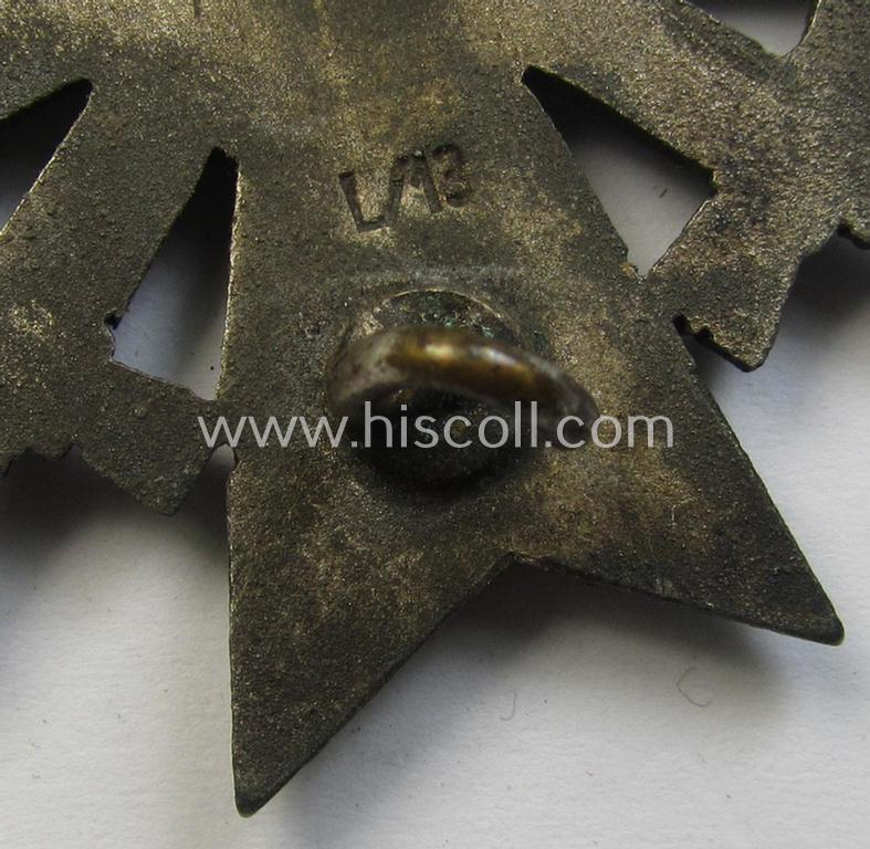 Attractive 'Kriegsverdienstkreuz 1. Klasse mit Schwerter' (being a maker- ie. 'L/13'- (ie. by: 'Paul Meybauer'-) marked specimen that is executed in silverish-grey-coloured and/or zinc-based metal (ie. 'Feinzink')