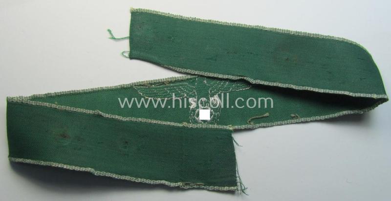 Attractive - and actually not that easily encountered! - customs-related cuff-title (ie. 'Ärmelstreifen des Reichsfinanzverwaltung- o. Zollgrenzschutz') being a detailed example as executed in the so-called: 'flatwire'- (ie. 'BeVo-weave'-) patt...