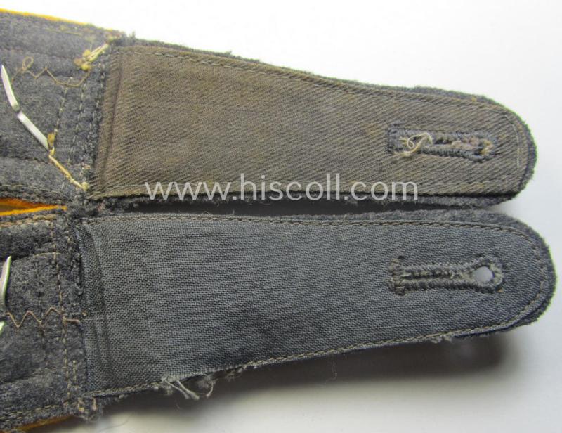 Very unusually seen, pair of WH (Luftwaffe) NCO-type, neatly 'cyphered' shoulderstraps as was intended for usage by a: 'Feldwebel der Flieger- o. Fallschirmjäger-Truppen u. Mitglied einer Unteroffiziersschule'