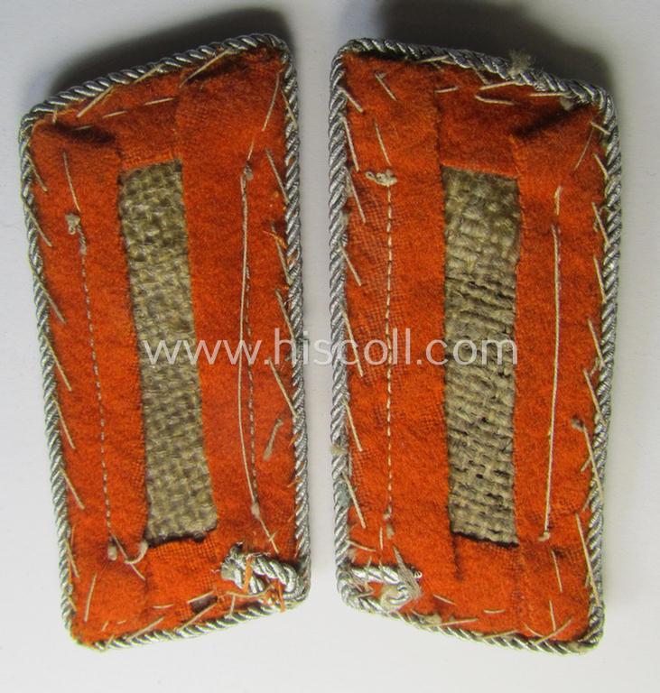 Fully matching - and clearly tunic-removed - pair of so-called: 'Schutzpolizei'-related, EM- (ie. NCO-) pattern collar-tabs (ie.: 'Kragenspiegel für Mannschaften u. Unteroffiziere der Gendarmerie')