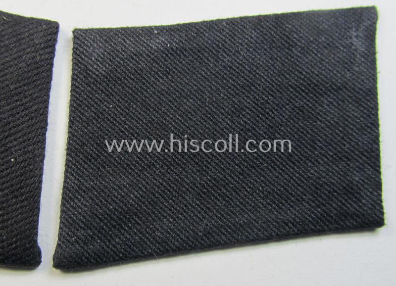 Stunning, Waffen-SS, EM- (ie. NCO-) pattern collar-tab set ('Kragenspiegelsatz') comprising of a runic tab and truly rarely seen rank-tab (both examples as executed in so-called: 'BeVo'-weave pattern)