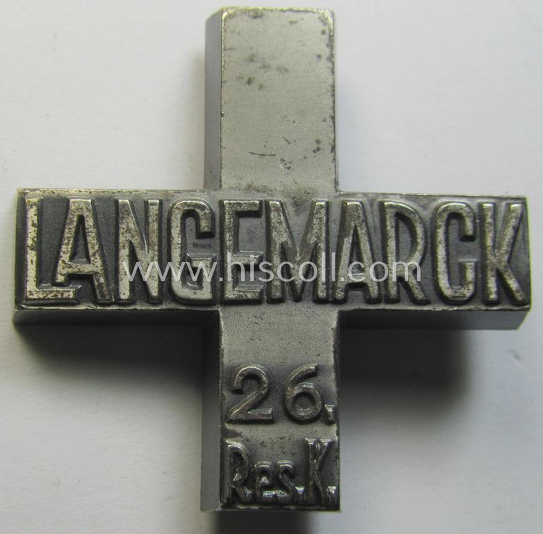 Attractive - and actually scarcely found! - silver-toned- (and typical 'Buntmetall'-based) so-called: 'Langemarck-Kreuz des 26. Reserve-Korps' being a very nicely preserved example that comes in a wonderful condition