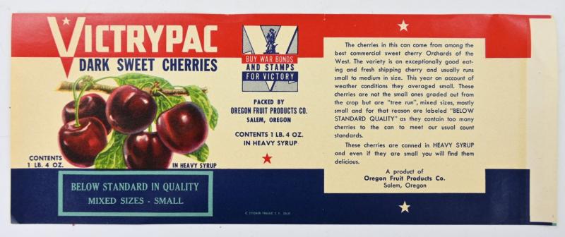 US WW2 Tin Can Victory Food Label