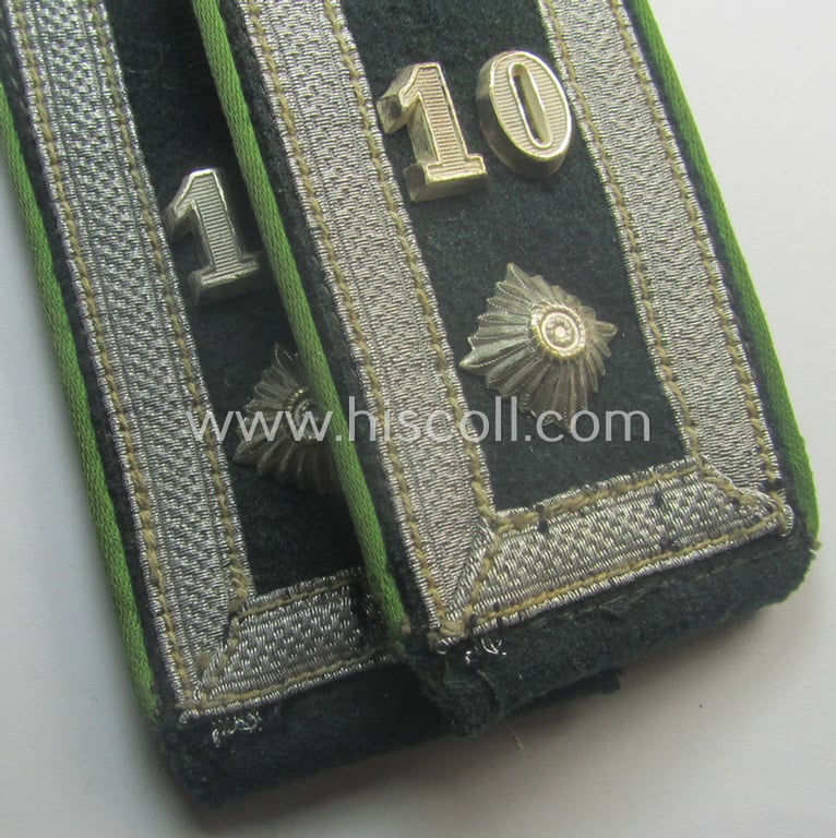 Superb pair of neatly 'cyphered', mid- (ie. later-war-) period (ie. 'M40'-pattern), WH (Heeres) NCO-type shoulderstraps: 'Feldwebel des Grenadier-Rgts. 10'